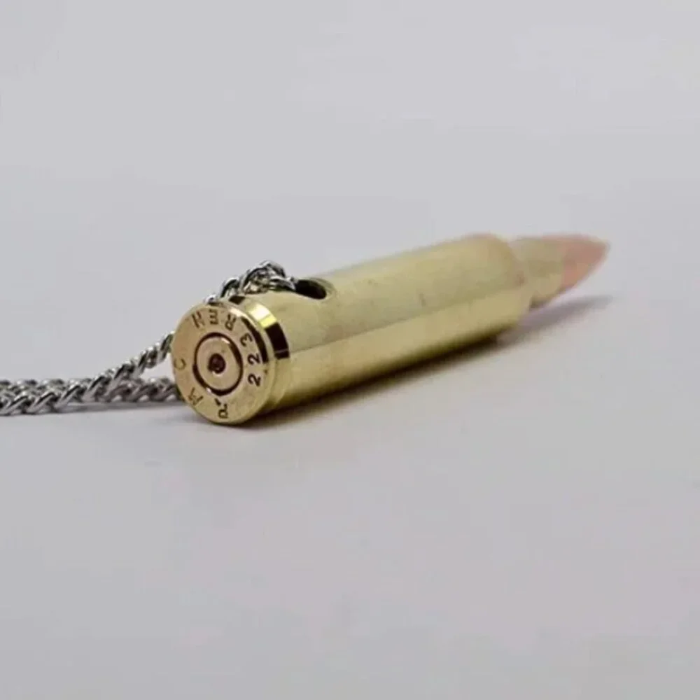 REMINGTON 223 bullet necklace hand polished brass & copper finish 20